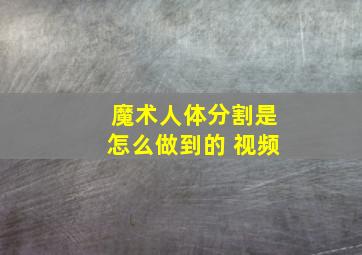 魔术人体分割是怎么做到的 视频